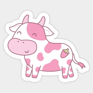 Cute Happy Strawberry Cow Sticker